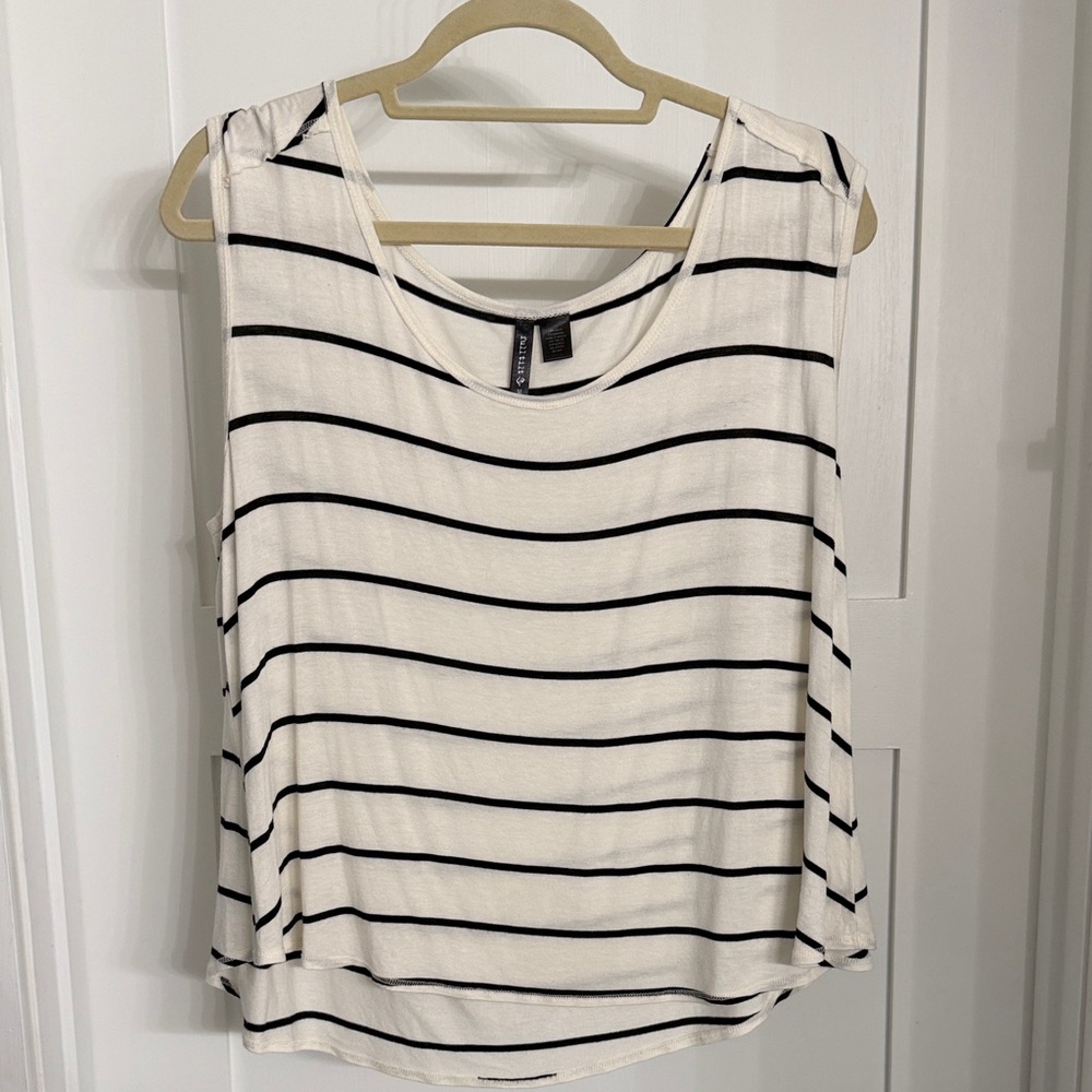 Full Tilt Black and White Striped Tank Top